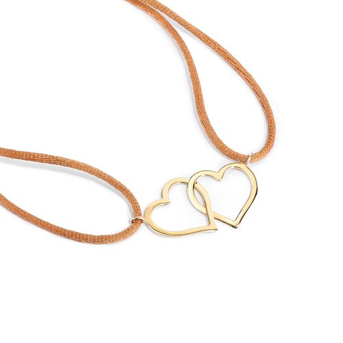 Pulseira em ouro amarelo - corações - Eu e Você