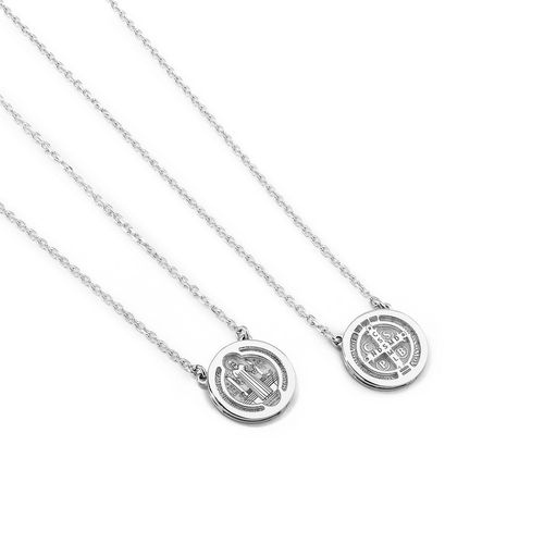 Colar escapulario ouro branco - Sao Bento