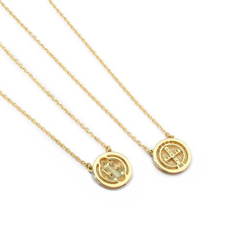 Colar escapulario ouro amarelo - Sao Bento