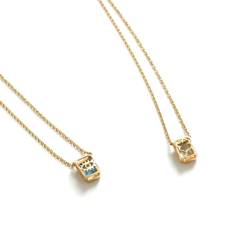 escapul rio em ouro amarelo  prasiolita e top zio azul - Emerald Cut 0