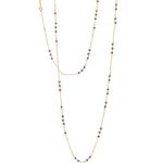 Colar em ouro amarelo  rubis  esmeraldas e p rolas - sautoir - Bizance 0