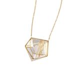 Colar em ouro amarelo  quartzo rutilado e diamantes - Rock 0