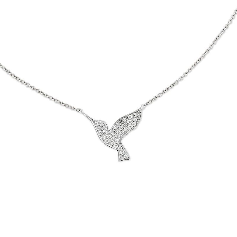 Colar em ouro branco e diamantes - Beija Flor 0
