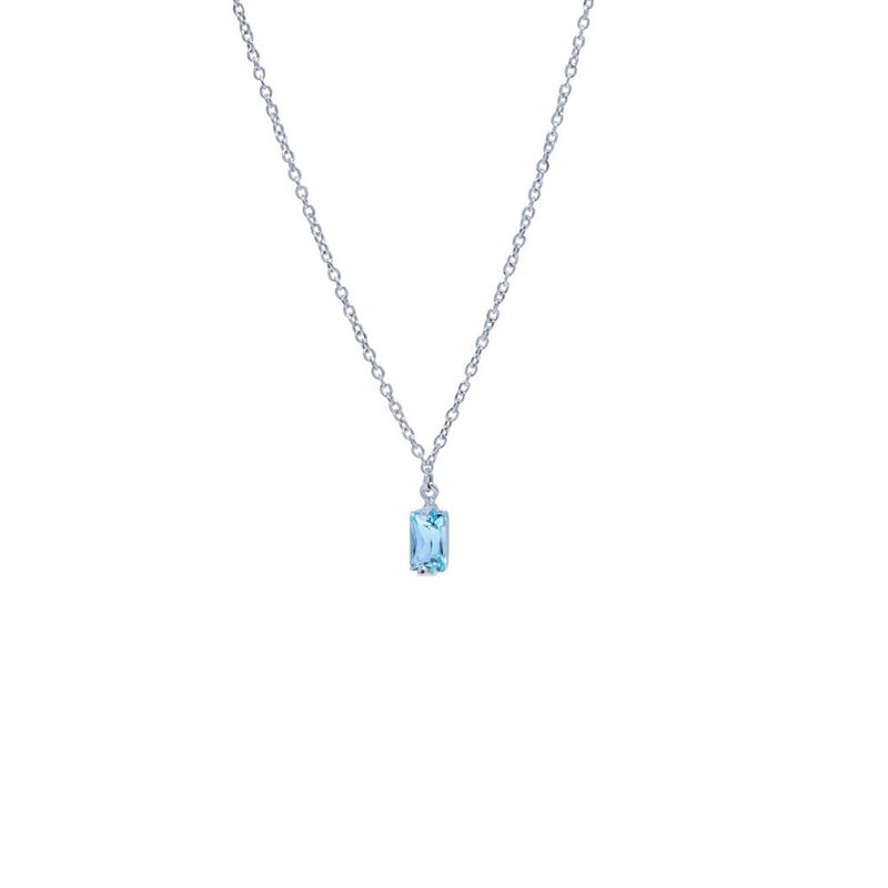 Colar em ouro branco e top zio azul - Baguette 0