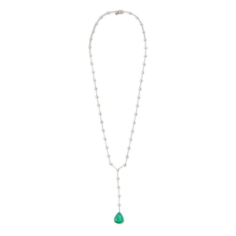 Colar em ouro branco esmeralda e diamantes - Eternity                                                                                                  2