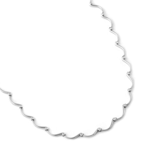 Colar em ouro branco e diamantes - ondas - Oceano