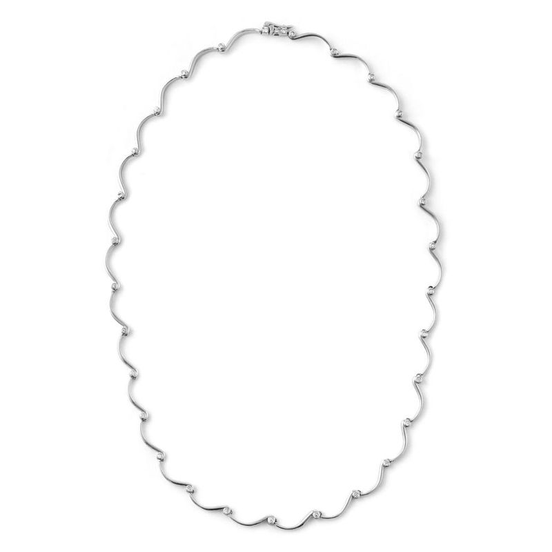 Colar em ouro branco e diamantes - ondas - Oceano 2