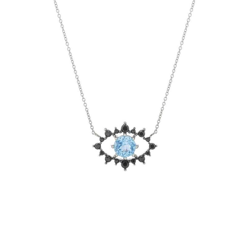 Colar em ouro branco  apatita e espin lios - Power Eye 0