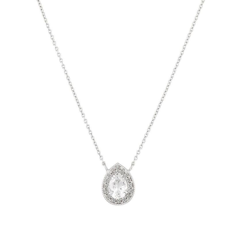 Colar em ouro branco  diamante e top zio branco - Reverie 0