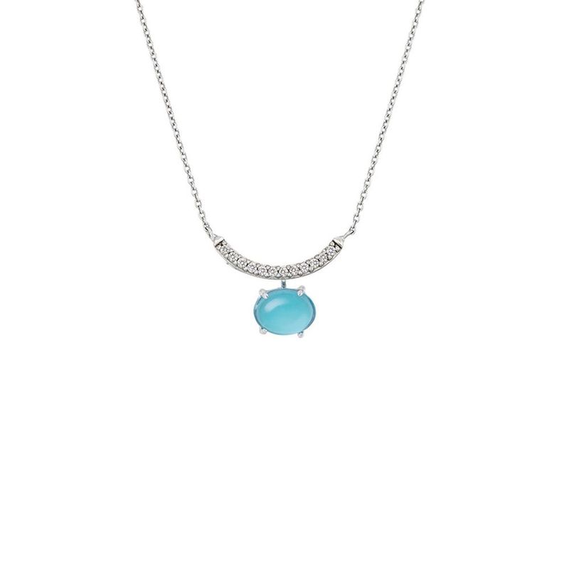 Colar em ouro branco  diamantes e apatita - Candy 0