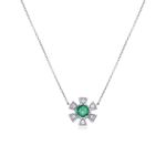 Colar em ouro branco  esmeralda e diamantes - Daisy 0