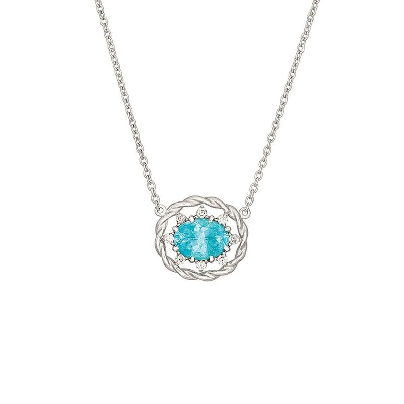 Colar em ouro branco  apatita n on e diamantes - Paradiso 0