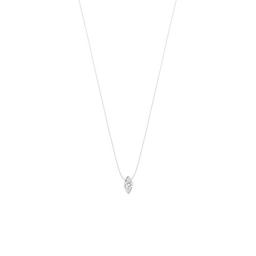 Colar em ouro branco, diamante e fio de nylon - Ponto de Luz