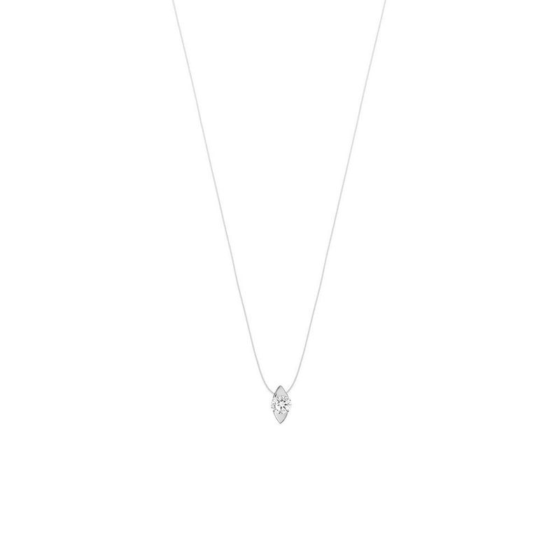 Colar em ouro branco  diamante e fio de nylon - Ponto de Luz 0