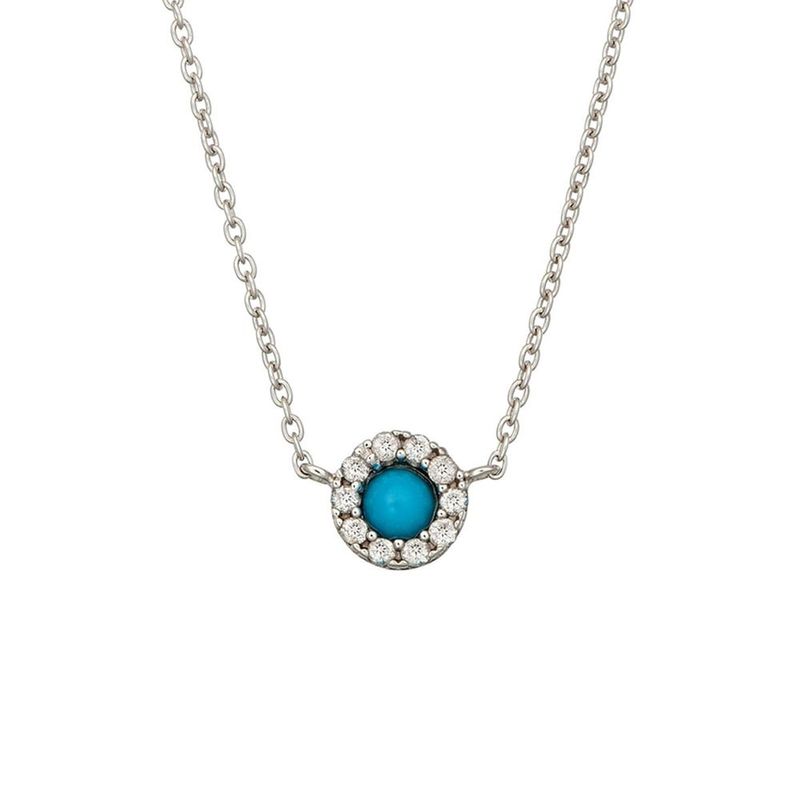 Colar em ouro branco  diamantes e turquesa - P len 0