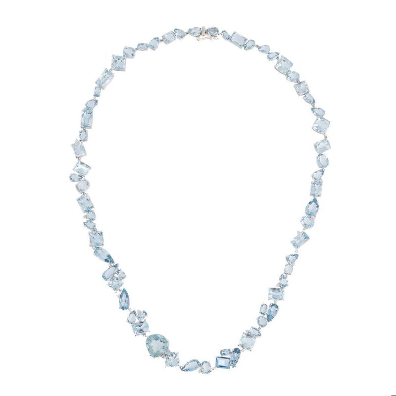 Colar em ouro branco   guas marinhas e diamantes - Libert  2