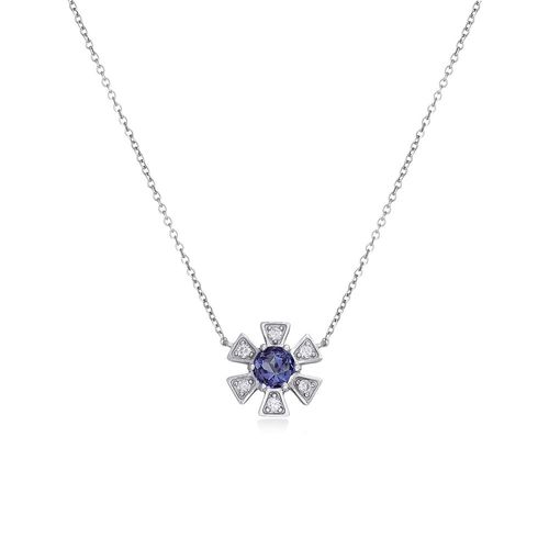 Colar em ouro branco, tanzanita e diamantes - Daisy