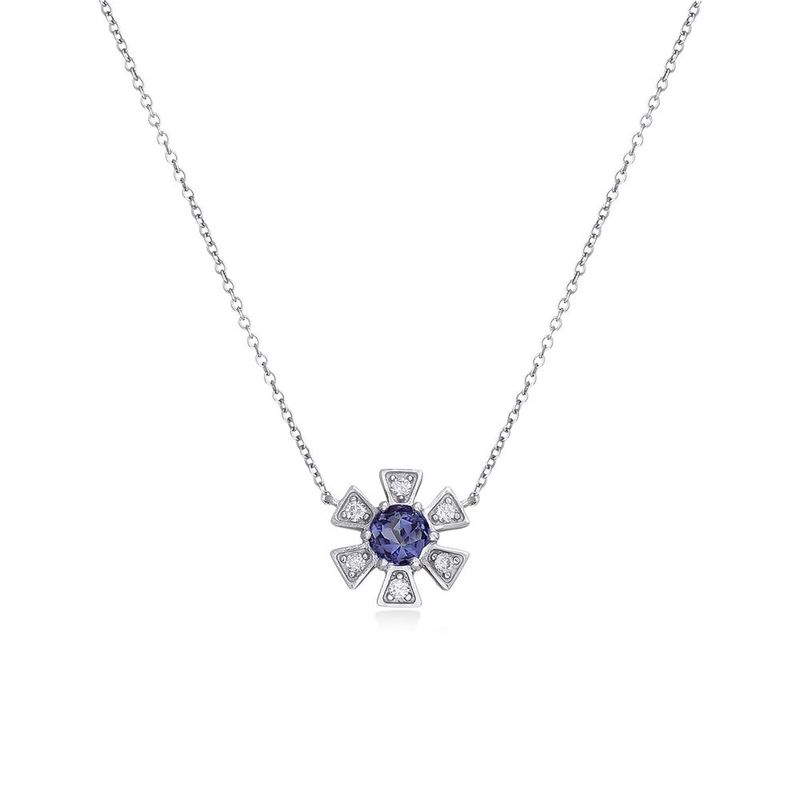 Colar em ouro branco  tanzanita e diamantes - Daisy 0