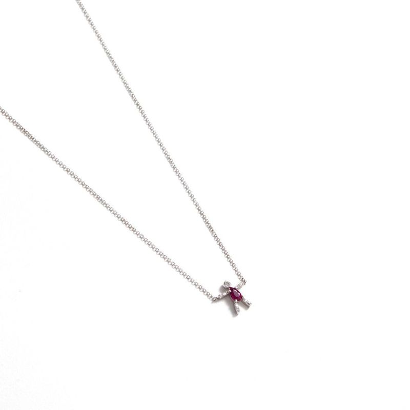 Colar em ouro branco  rubi e diamantes - Boys and Girls 0