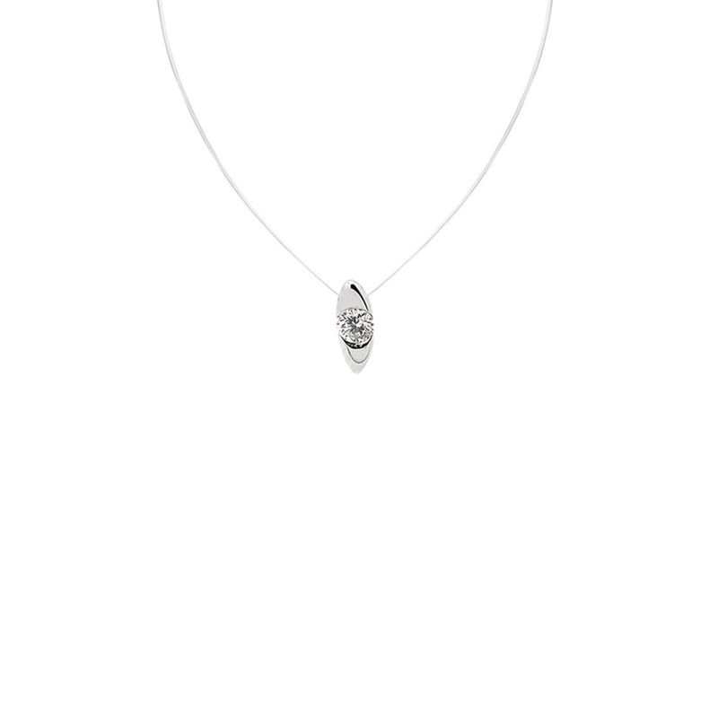 Colar em ouro branco  diamante e fio de nylon - Ponto de Luz 0