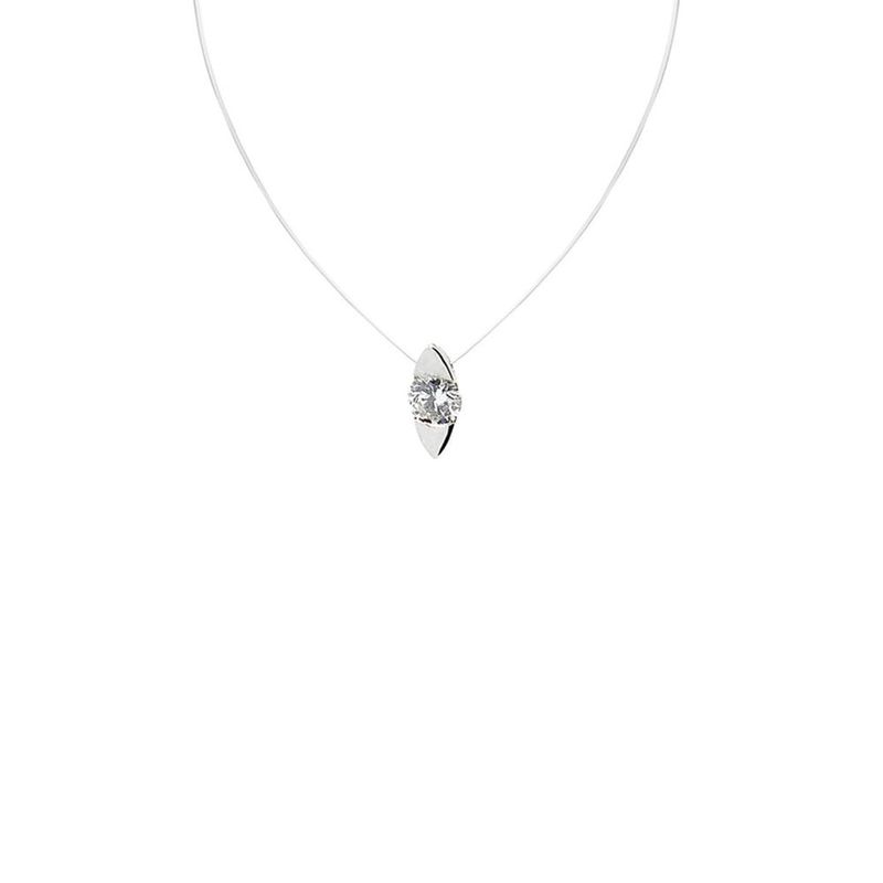 Colar em ouro branco  diamante e fio de nylon - Ponto de Luz 0