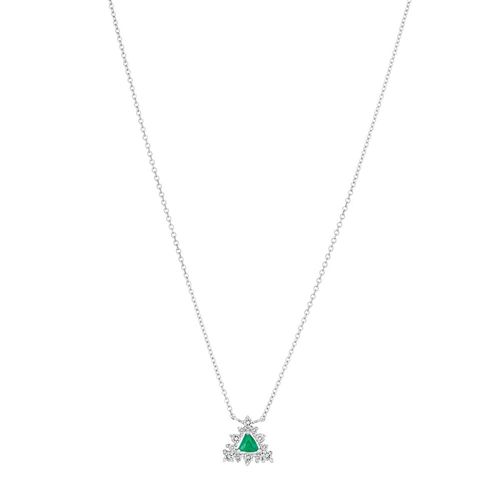 Colar em ouro branco, diamantes e esmeralda - Be Positive