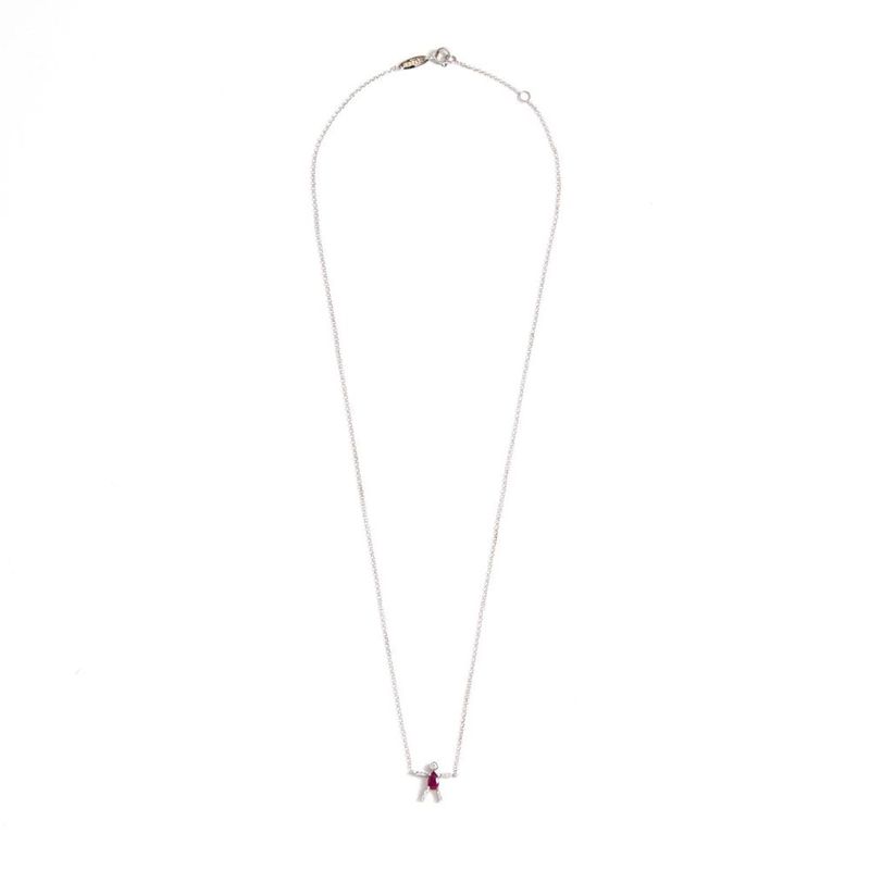 Colar em ouro branco  rubi e diamantes - Boys and Girls 1