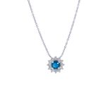Colar em ouro branco  diamantes e safira azul - Classic 0