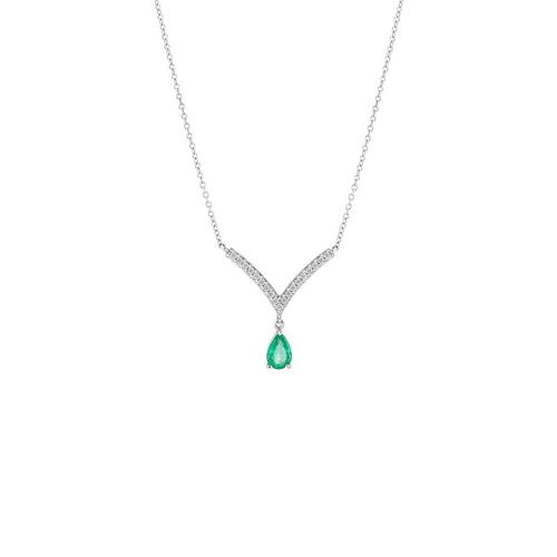 Colar em ouro branco, esmeralda e diamantes - Victory