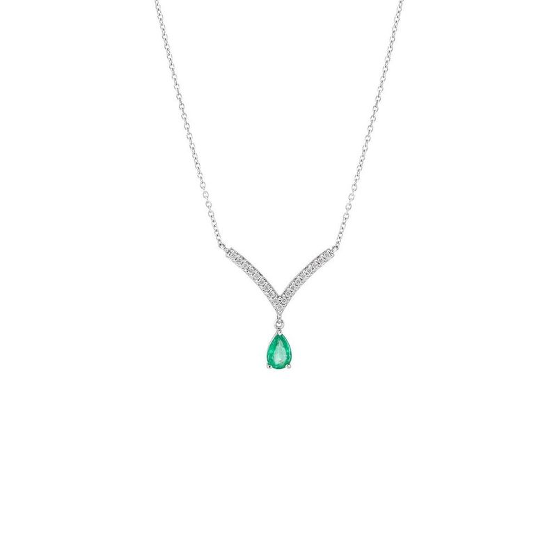 Colar em ouro branco  esmeralda e diamantes - Victory 0