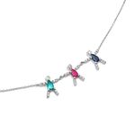 Colar em ouro branco  safira azul  rubi  esmeralda e diamantes - Boys and Girls                                                                        0