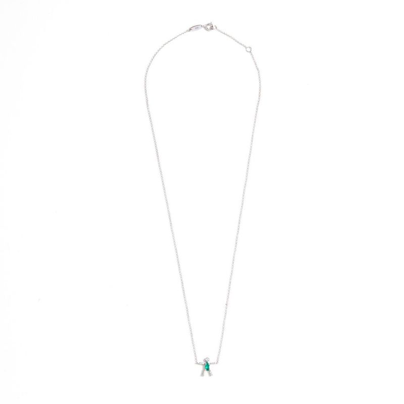 Colar em ouro branco  esmeralda e diamantes - Boys and Girls 1