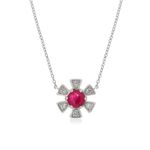 Colar em ouro branco  rubi e diamantes - Daisy 0
