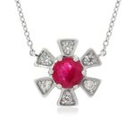 Colar em ouro branco  rubi e diamantes - Daisy 1