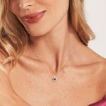 Colar em ouro branco  rubi e diamantes - Daisy 2