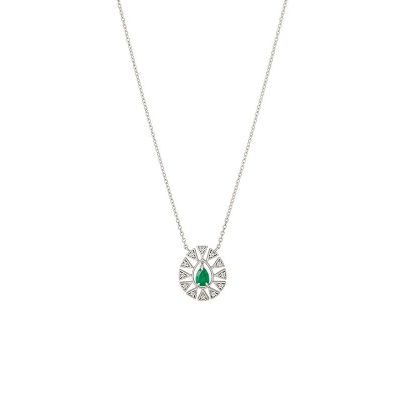 Colar em ouro branco  esmeraldas e diamantes - Fractal 0