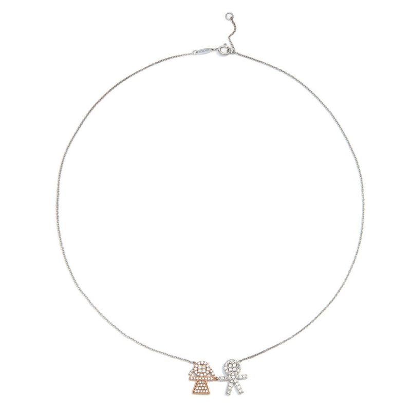 Colar em ouro branco  rosa e diamantes - Lovely Family                                                                                                 2
