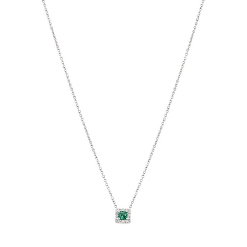 Colar em ouro branco  esmeralda e diamantes - Graduated 0