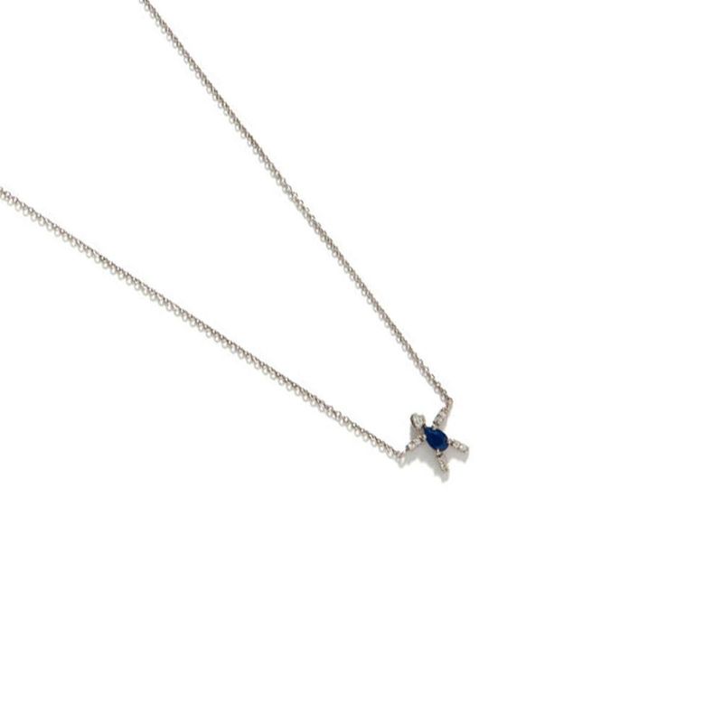 Colar em ouro branco  safira azul e diamantes - Boys and Girls 0