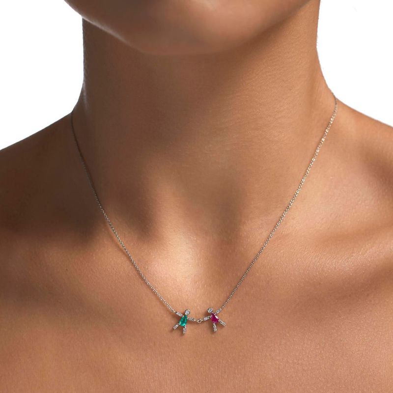 Colar em ouro branco  esmeralda  rubi e diamantes - Boys and Girls                                                                                     1