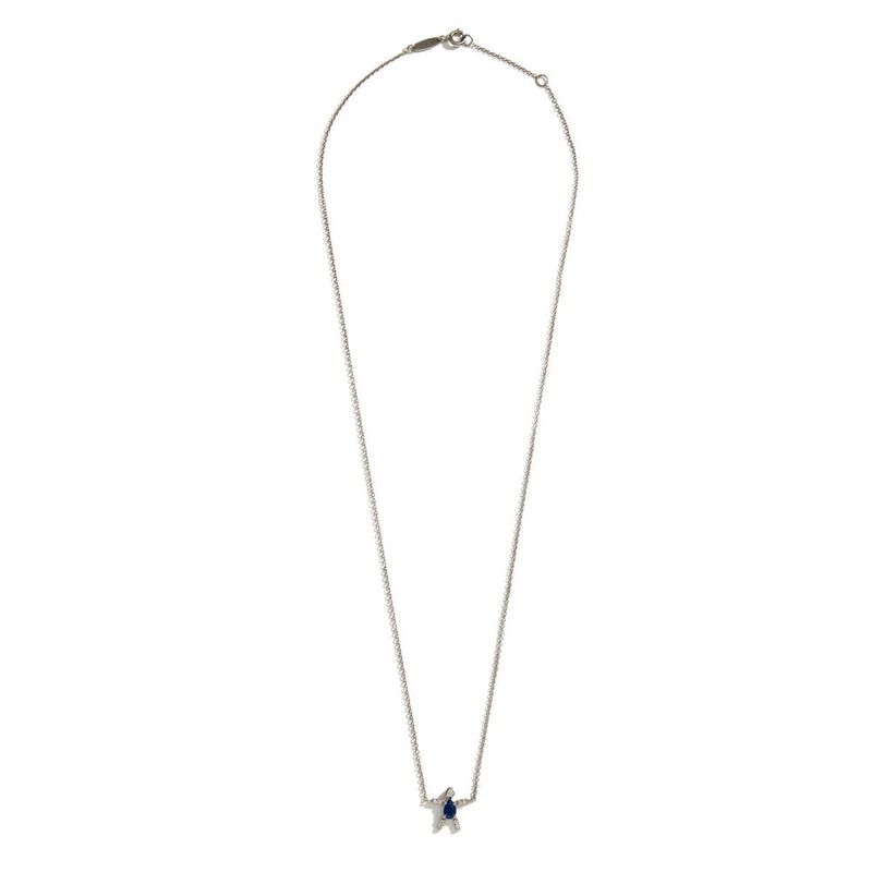 Colar em ouro branco  safira azul e diamantes - Boys and Girls 1