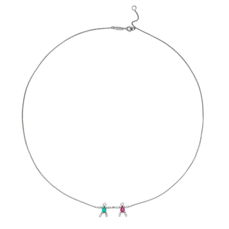 Colar em ouro branco  esmeralda  rubi e diamantes - Boys and Girls                                                                                     2
