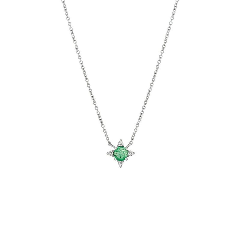 Colar em ouro branco  esmeralda e diamantes - Wish 0