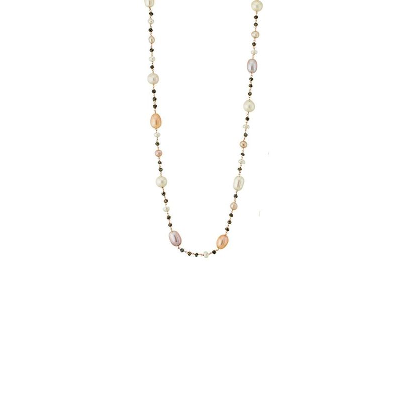 Colar em ouro rosa  espin lios brown e p rolas - Eva 0