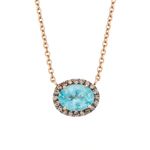 Colar em ouro rosa  diamantes brown e apatita - N on 0