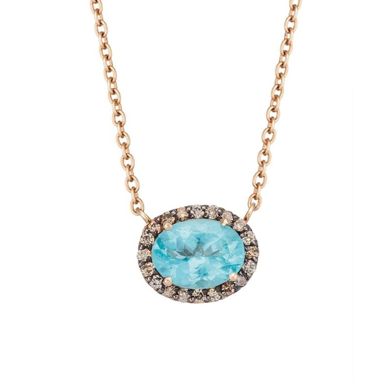 Colar em ouro rosa  diamantes brown e apatita - N on 0
