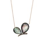 Colar em ouro rosa  madrep rolas negras e espin lios negros - Rainbow 0