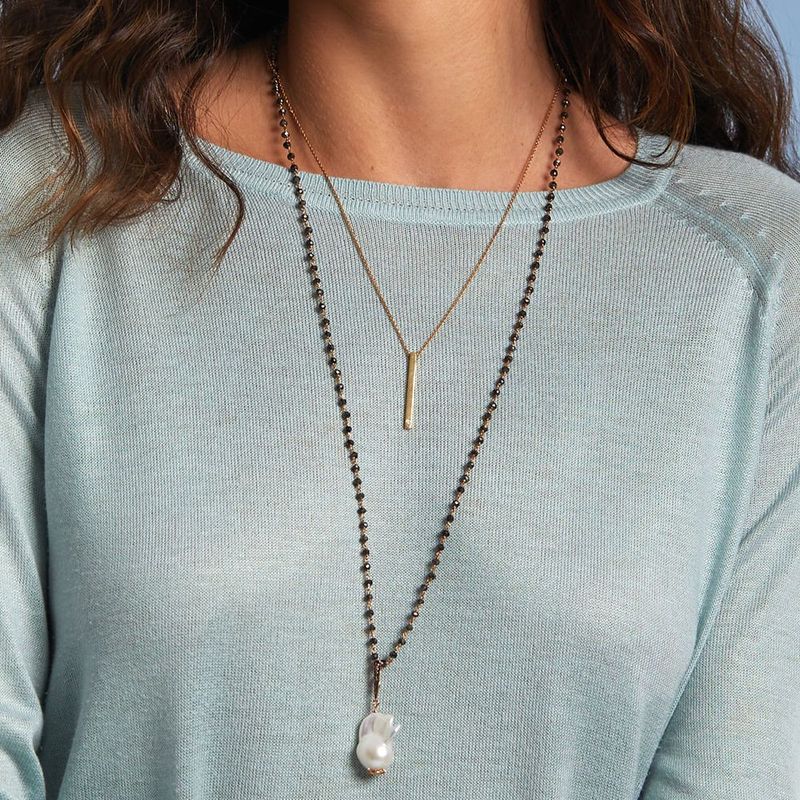 Colar em ouro rosa e espin lios brown - Eva 1