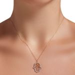 Colar em ouro rosa e diamantes - Hamsa 1