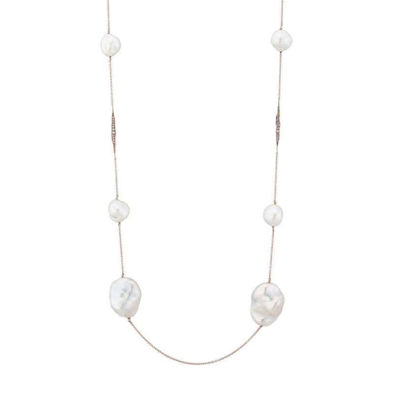 Colar em ouro rosa  p rolas barrocas e diamantes dark brown - Unique 0